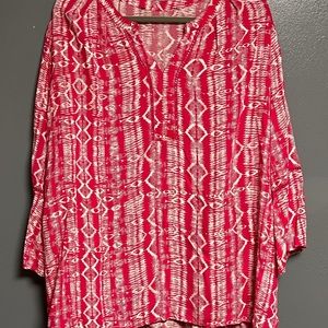 GLORIA VANDERBILT XL Pink and White Blouse